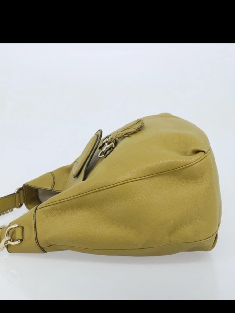 Gucci horsebit Emily Leather Bag in Olive Green with Chain Detail - Picture 4 of 13